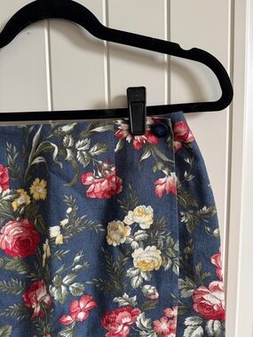 Chelsea Campbell Floral Print Blue Wrap Skirt